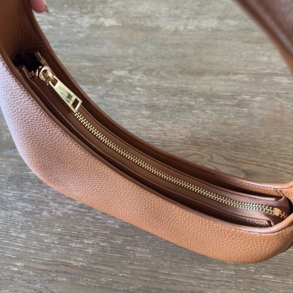 JW Pei Women's Brown Leather Shoulder Bag 'Harlee' Asymmetrical Gold Zipper NWOT